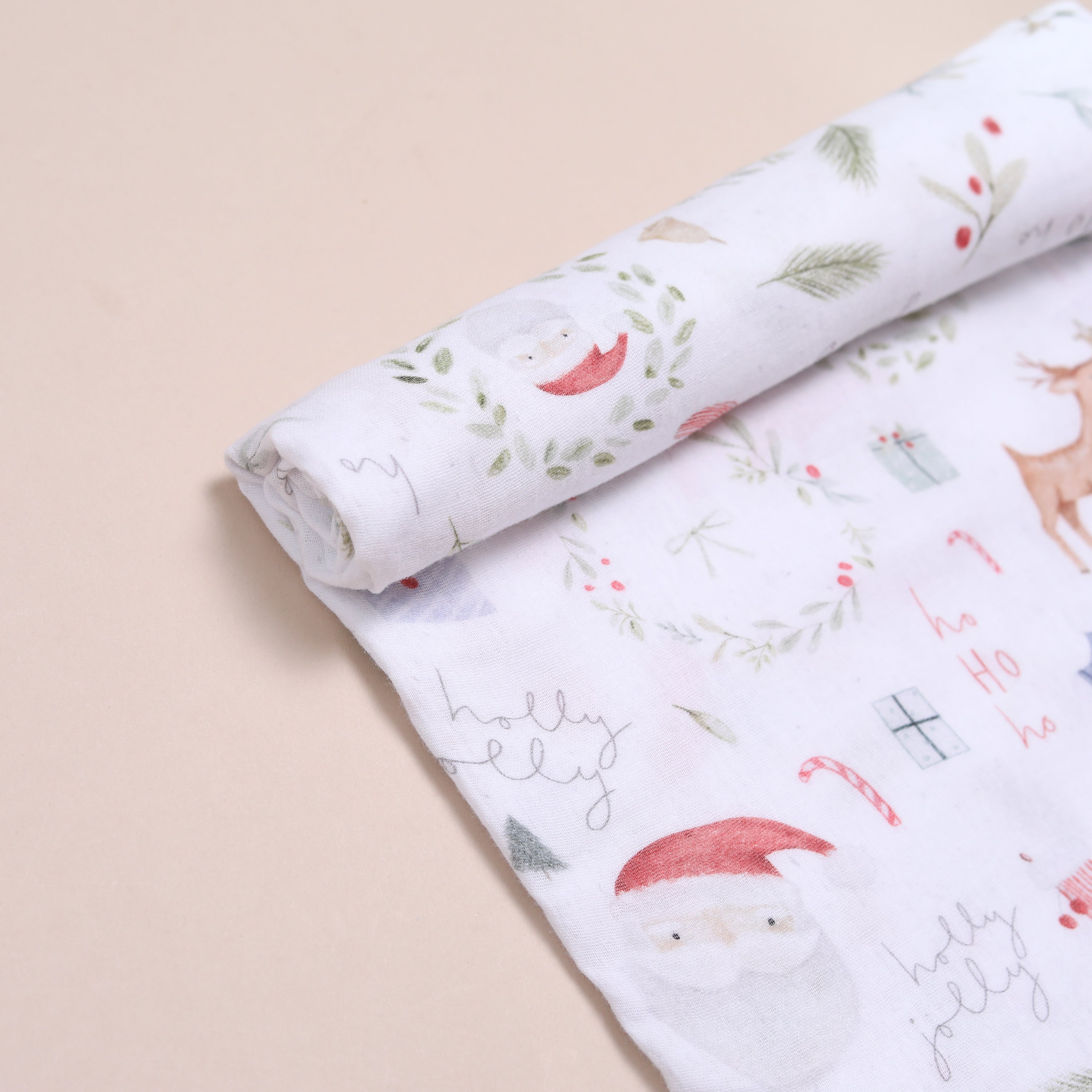 Holly Jolly muslin cloth - Sue and Samuel