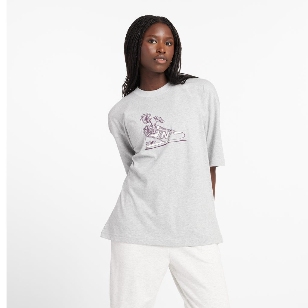 New Balance W New Balance Oversized Flower T-Shirt - athletic grey