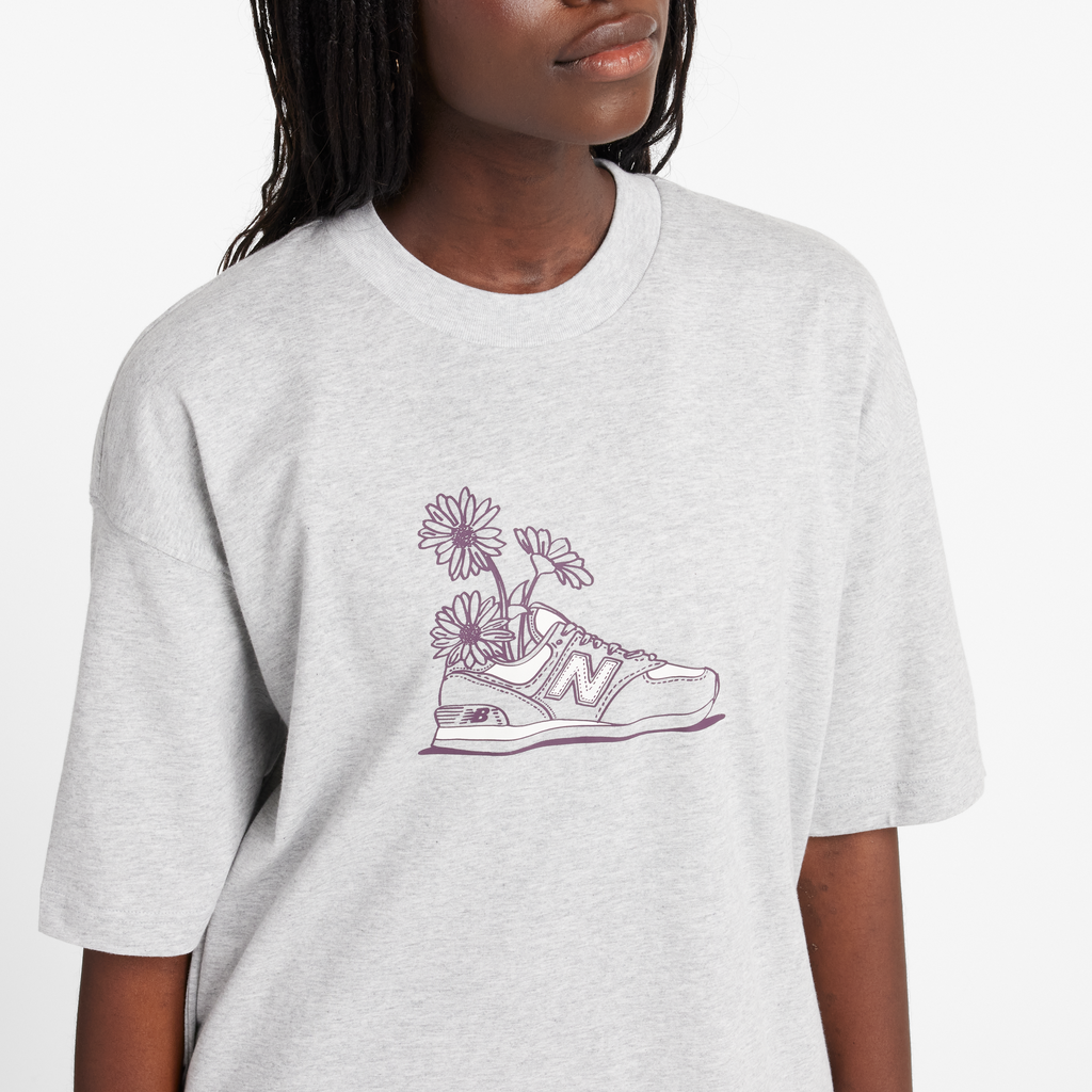 New Balance W New Balance Oversized Flower T-Shirt - athletic grey
