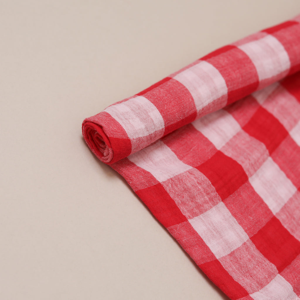 Red check muslin cloth (Reversible) - Sue and Samuel