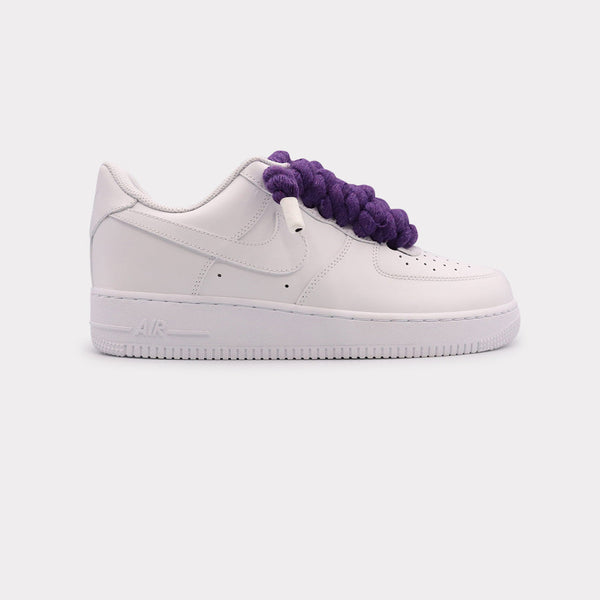 Nike Air Force 1 White - Rope Lace Purple