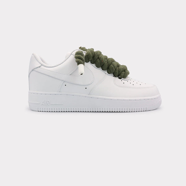 Nike Air Force 1 White - Rope Lace Olive
