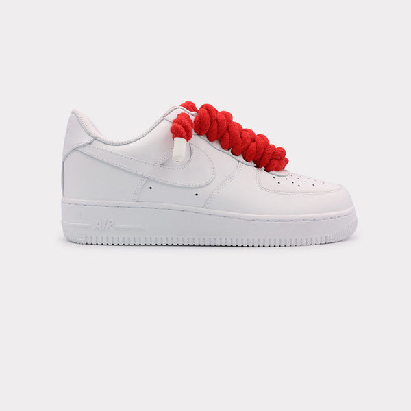 Nike Air Force 1 White - Rope Lace Red
