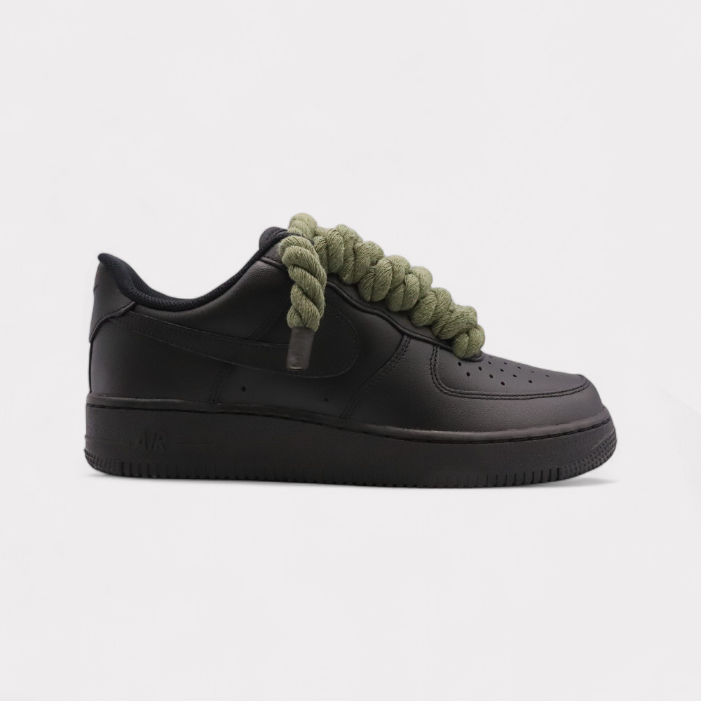 Nike Air Force 1 Black - Rope Lace Olive