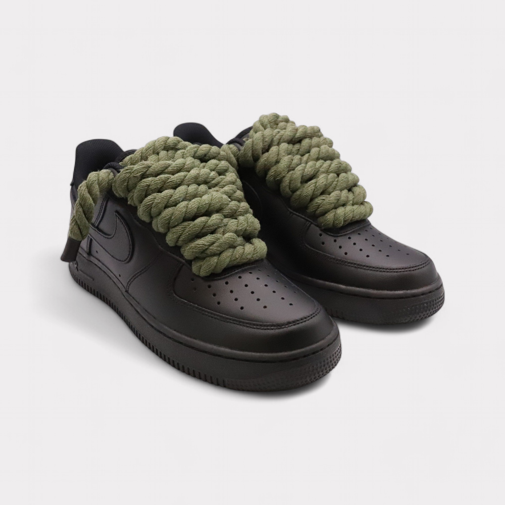 Nike Air Force 1 Black - Rope Lace Olive