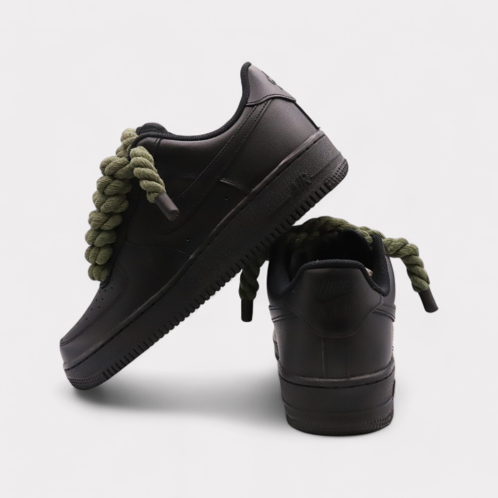 Nike Air Force 1 Black - Rope Lace Olive