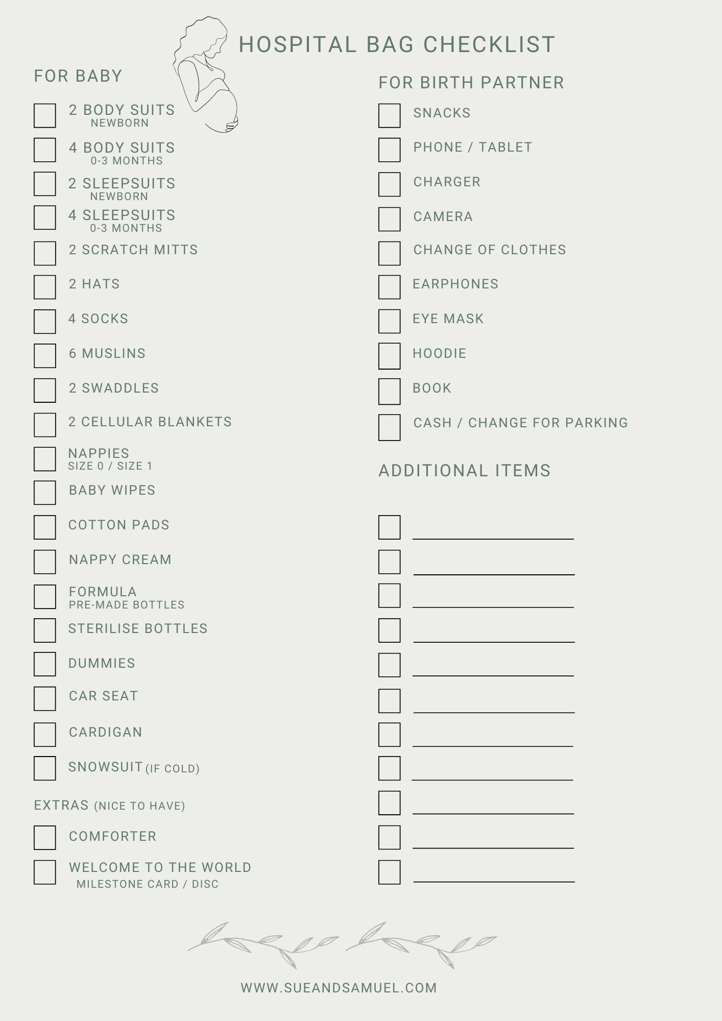 HOSPITAL BAG CHECKLIST + FREE PRINTABLE